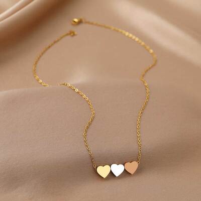 Stainless Steel Necklaces New rend Sweetheart Gold Color Sil
