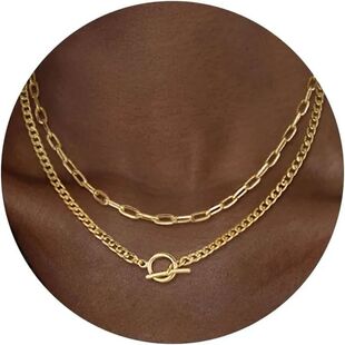 Gold Layered Necklace for Women K Gold Plated Necklace Women