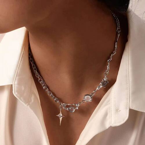 Shiny Star Necklace for Women stainless steel alloy pendant