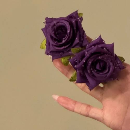 Retro Cloth Rose Flower Earrings French Style Solid Color Fl