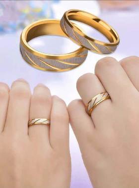 Fashion Stainless Steel Gold color Wave Pattern Couple Ring