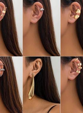 Retro comma tear punk single earring water drop ear clip