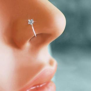 Men Women Fake Crystal Nose Piercing Body Jewelry Floral Nos