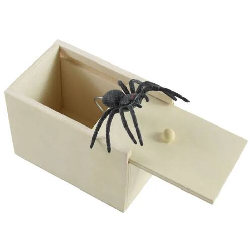 Tricky Fake Spider With Small Wooden Box Prank Joke Toy Haun