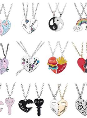 Fashion Best Friends Honey Love Couple Pendant Necklace 2 Pc