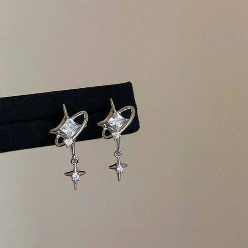 Fashion Star Planet Pendant Earrings for Women Simple Crysta