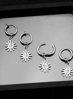 Stainless steel sun ear piercing personalized earrings