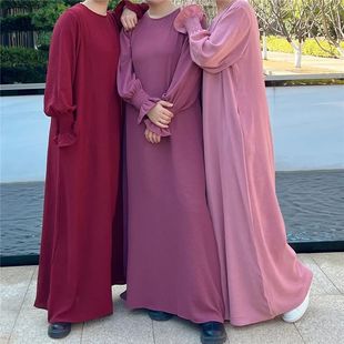 Women Plain Casual r Maxi Dresses Turkey Kaftan Arab Robe M