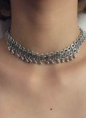 Tocona Flower alloy bead necklace tassel short necklace&Popu