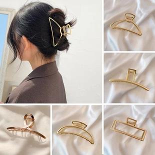 Vintage Gold Color Geometric Hair Clips Metal Hair Claw Cros