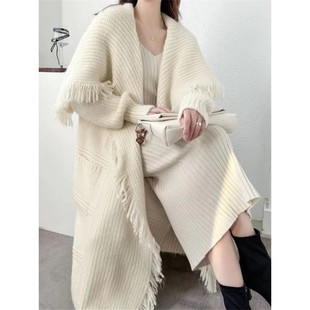 Winter  Knitted Cardigan Women Sweater Jacket 2026 Tassel Th