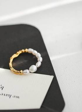 High-quality Natural Pearls Elastic Fine Beads Tail Ring Wom
