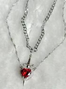 The Snow White Couple Necklace Heart and Sword Pendant Neckl