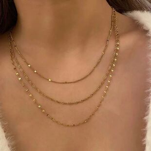 Gold Color Multilayer Necklaces for Women Fashion Simple Met