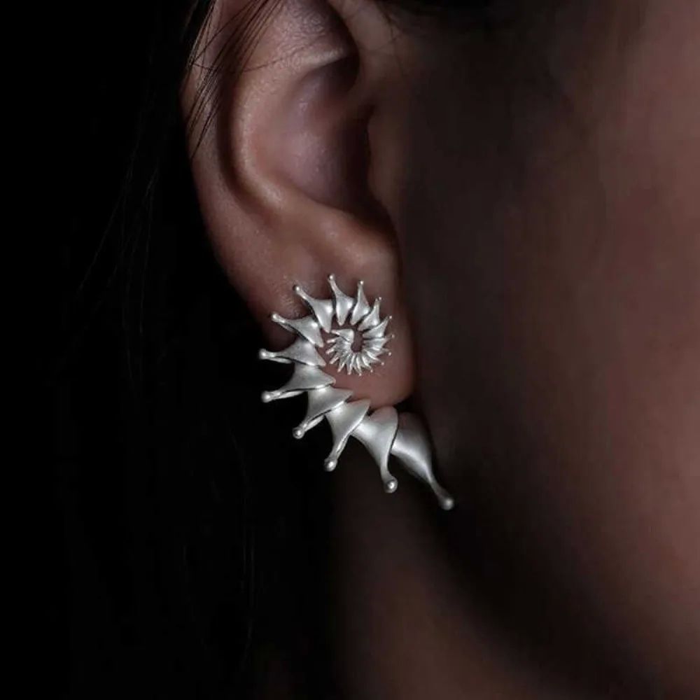 Gothic Personality Stereo Conch Ancient Silver Stainless Ste