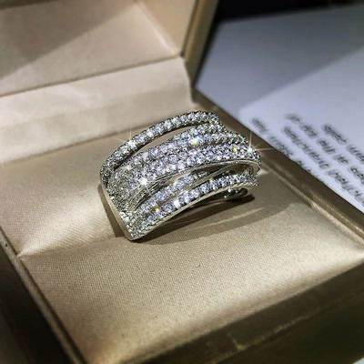 2023 New product hot exaggerated micro-inlaid zircon ring fo