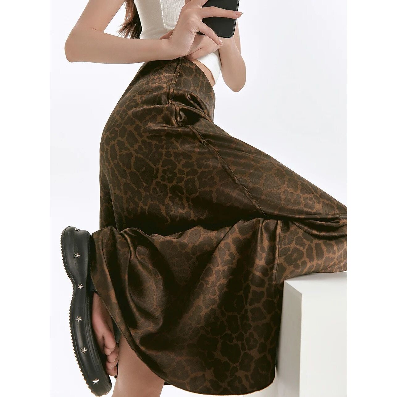 Leopard Print All Match Women's Skirts Spring High Waist A-l