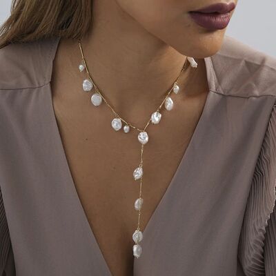 Irregular Imiaion Pearl Pendan Necklace for Women Niche Desi