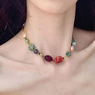 Colored Harajuku Beaded Star Necklace Chinese Style Ethnic H