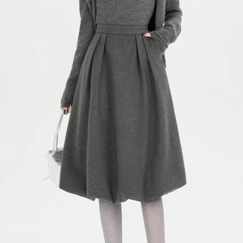 Solid Color Unique Designed Skirts Women's Simple Leisure La