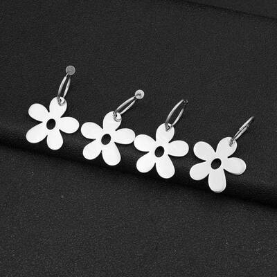 Flower simple and cool style titanium steel earrings