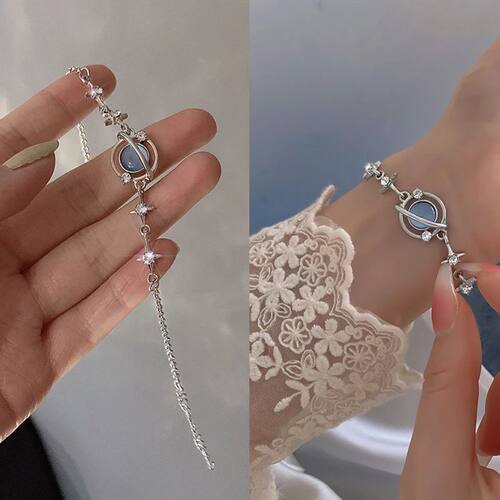 Fashion Ins Blue Plane Bracele For Women Goh Six-poined Sar