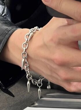 Unisex Punk Rive Bracele for Men Women Hip Hop Tianium Seel