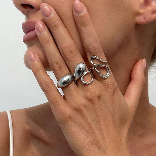 3Pcs Smooh Chunky Waer Drop Open Rings Se for Women ndy Irre