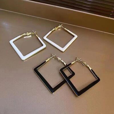 New 925 Silver Needle Geometric Square Earrings Korean Metal