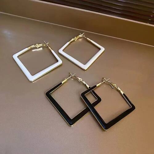 New 925 Silver Needle Geometric Square Earrings Korean Metal