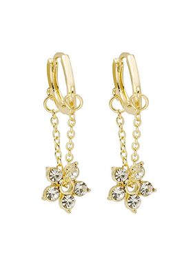 Korean Sainless Seel Zircon Flower Chain Pendan Tassel Pierc
