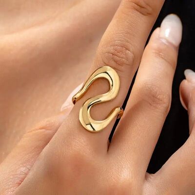 Gold Color Sainless Seel Curved Rings for Women Vinage Irreg