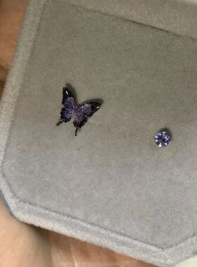 Fashion asymmeric dream purple buerfly sud earrings niche pe