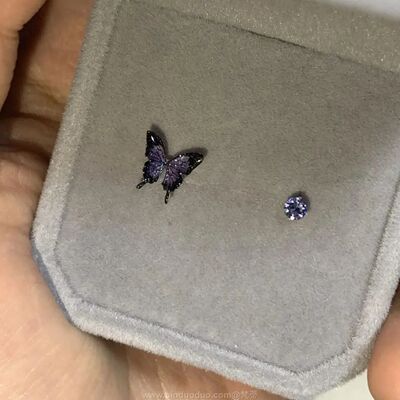 Fashion asymmeric dream purple buerfly sud earrings niche pe