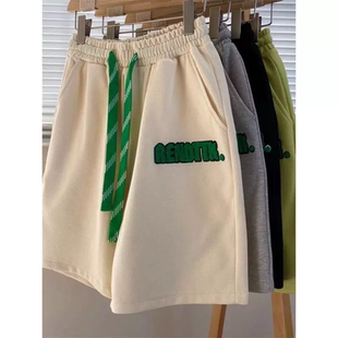 学生宽松高腰抽绳潮牌运动五分裤 大码 新款 男女夏季 300斤休闲短裤