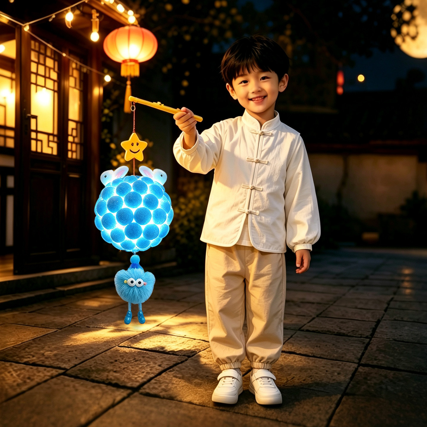 中秋儿童LED音乐兔子手提花灯