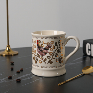 水杯 爱莉卡贝叶 金鸡欧式 轻奢复古镀金陶瓷马克杯 咖啡杯