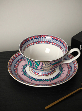 爱莉卡贝叶Erica Beyer  瓦西里欧式轻奢孔雀纹骨瓷下午茶咖啡杯