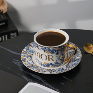 轻奢镀金骨瓷下午茶咖啡杯 蓝色绣球欧式 爱莉卡贝叶Erica Beyer