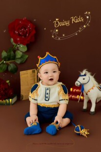 宝宝白马王子拍照服装婴儿百天半岁摄影满月道具艺术照主题衣服