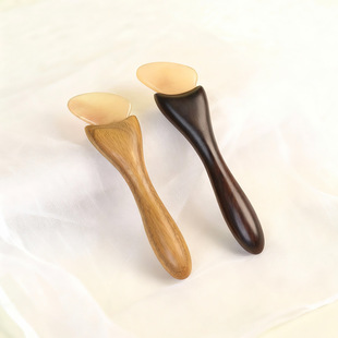 定制绿檀紫光檀羊角梳按摩梳小羊蹄拨筋棒眼刮随身专用面部刮痧器