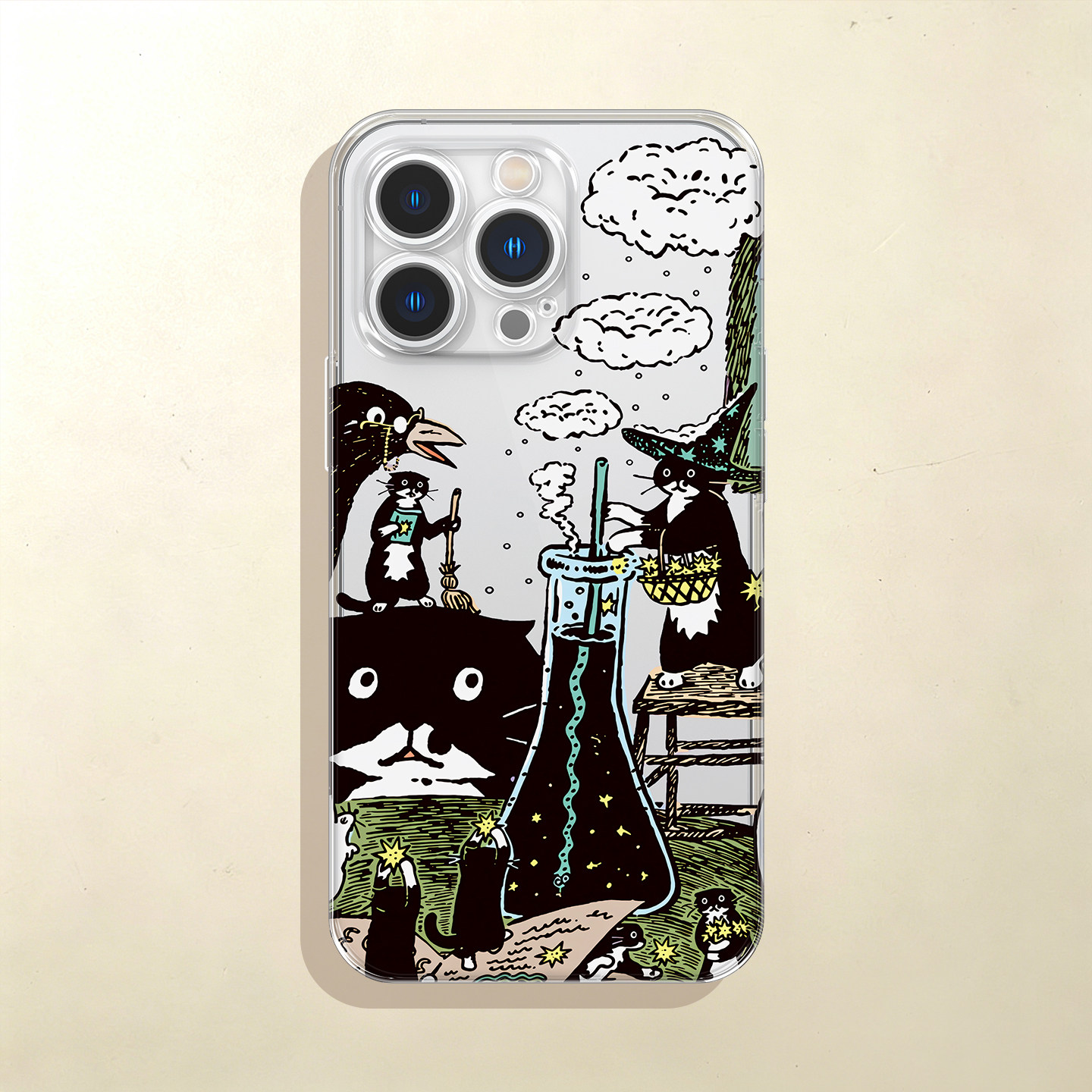 油画认真做实验的猫猫硅胶透明壳手机壳适用苹果17nova15华为p70mate80小米17opporeno15vivo荣耀300iPhone16
