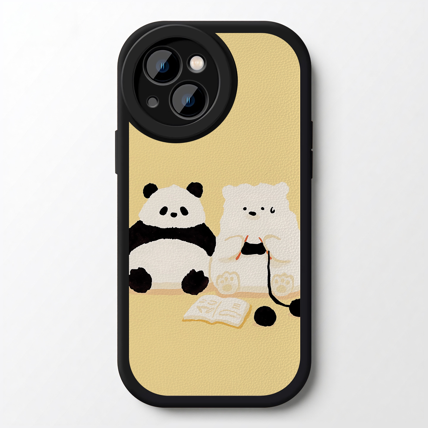 编织幸福可爱情侣熊猫小羊皮适用iPhone17/16pro手机壳OPPOreno7华为pura70vivos19软IQOONEO9红米k70苹果15