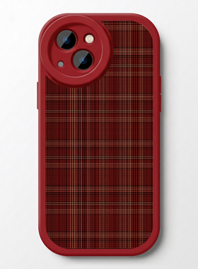 复古格纹适用苹果17手机壳16promax15小米17华为nova14阶梯竖纹壳p80高级感mate70一加12oppo新年红色vivos30