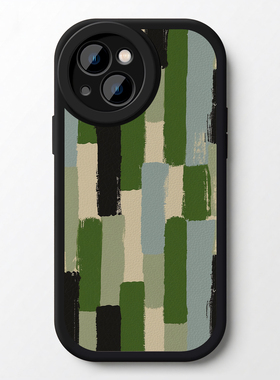 墨绿色块笔触适用苹果17promax手机壳iphone16小米15opporeno14华为mate70新款p80创意艺术nova13软vivox200