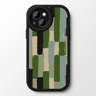墨绿色块笔触适用苹果17promax手机壳iphone16小米15opporeno14华为mate70新款p80创意艺术nova13软vivox200