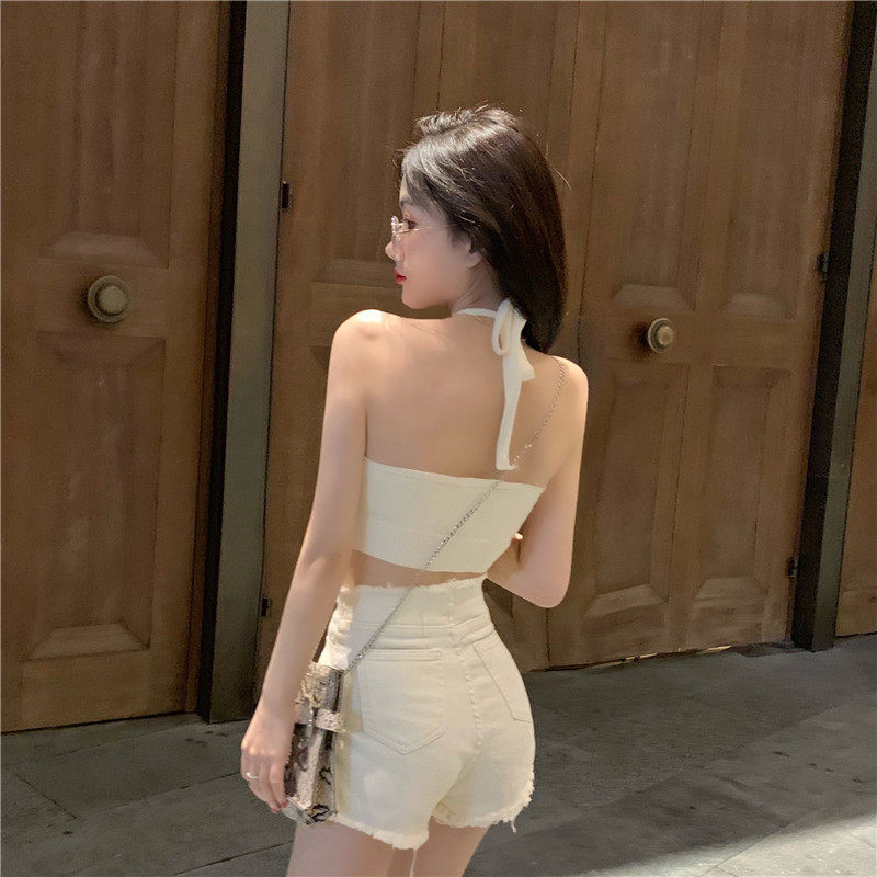 2020年夏季新款小心机露脐性感上衣外穿港味挂脖无袖背心小吊带女