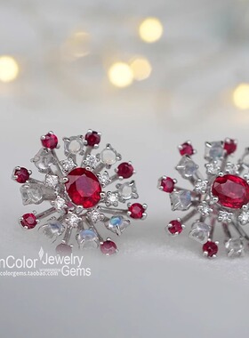 绚烂/天然蓝宝石 9k金配月光石蓝宝 原创款/InColor彩定制