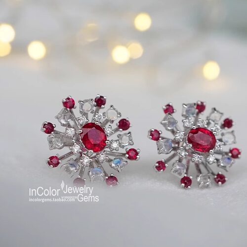 绚烂/天然蓝宝石 9k金配月光石蓝宝 原创款/InColor彩定制