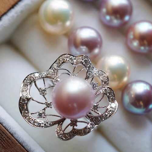 花的定格/超美稀有怪色淡水珍珠裸珠 9.5-10mm/InColor彩定制